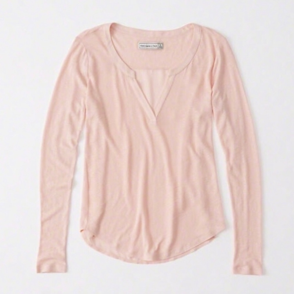 Abercrombie & Fitch pink linen sheer back shirt